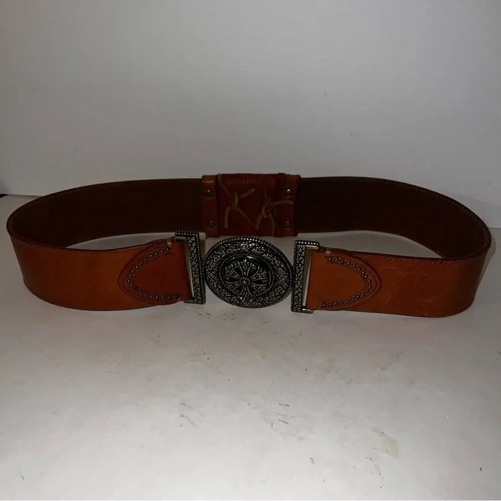 COLDWATER CREWK leather and brass detailed belt M